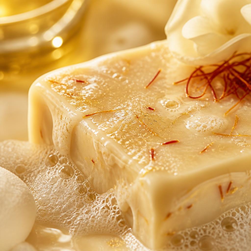 Freshly made herbal soap with a rich natural lather